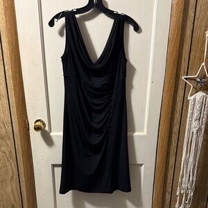 WHBM Classic Black Draped Sleeveless Dress